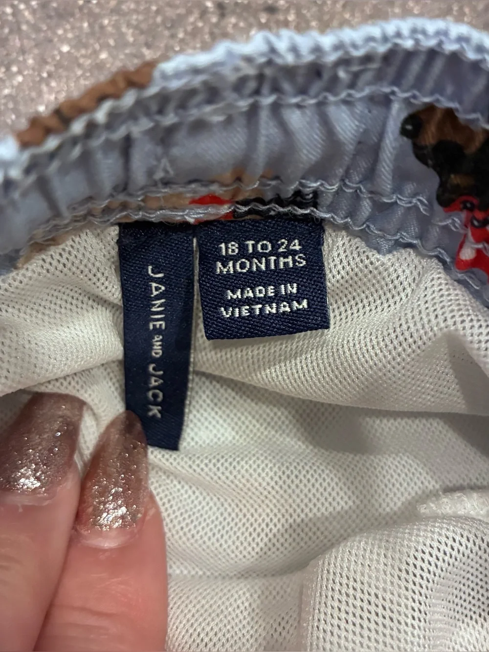 Janie and Jack Recycled Hot Dog Dachshund Swim Trunks 18-24 Months patriotic